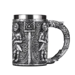 Feast u0026 Flair Küche & Esszimmer-Mittelalterlicher Bierkrug – Edelstahl-Kriegerkrug für die Kneipendekoration