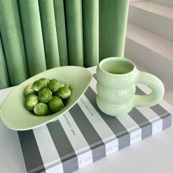 Tom Wohndeko-Modera Thick Ceramic Mug – Modern Ribbed Sculpted Coffee Cup