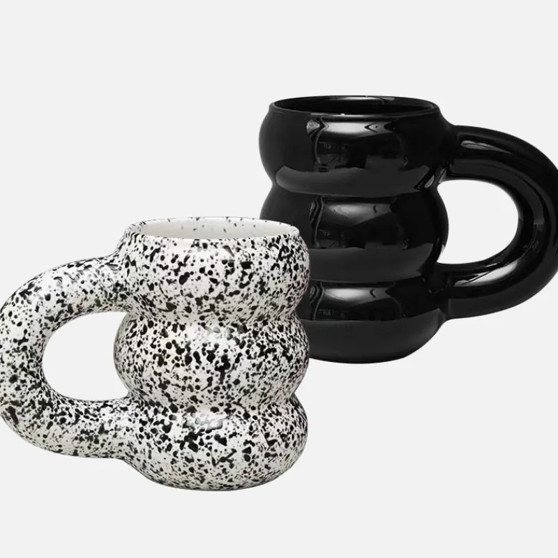 Tom Wohndeko-Modera Thick Ceramic Mug – Modern Ribbed Sculpted Coffee Cup