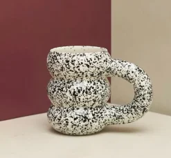 Tom Wohndeko-Modera Thick Ceramic Mug – Modern Ribbed Sculpted Coffee Cup