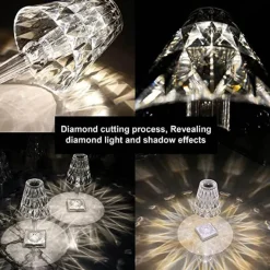 The Gilded Nest Beleuchtung-Modern Desk Lamp - Stylish Diamond Acrylic Light