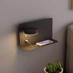 Comfort u0026 Style Beleuchtung-Modern LED Wall Lamp with USB Charger - Pragmatism Shelf Light