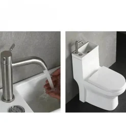 The Blissful Bath Badezimmer|Möbel-Moderne japanische Toilette mit Waschbecken – platzsparende Badezimmereinrichtung