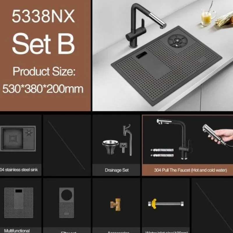 Deco Küche & Esszimmer-Moderne Nano Black Küchenspüle – Elegantes Design