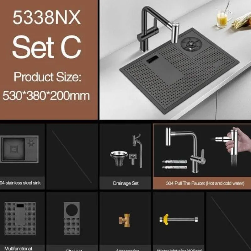 Deco Küche & Esszimmer-Moderne Nano Black Küchenspüle – Elegantes Design