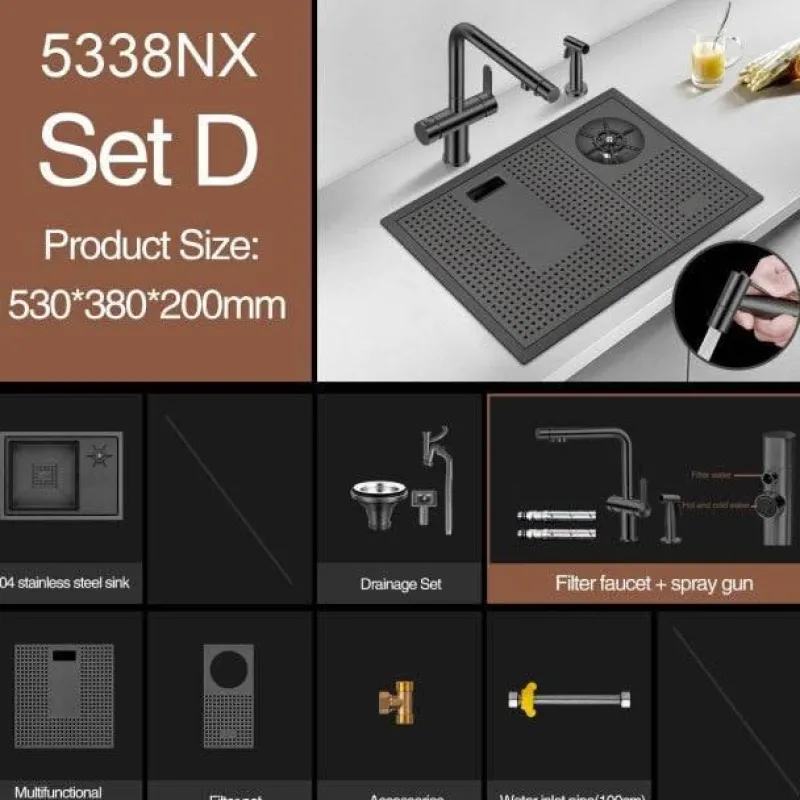 Deco Küche & Esszimmer-Moderne Nano Black Küchenspüle – Elegantes Design