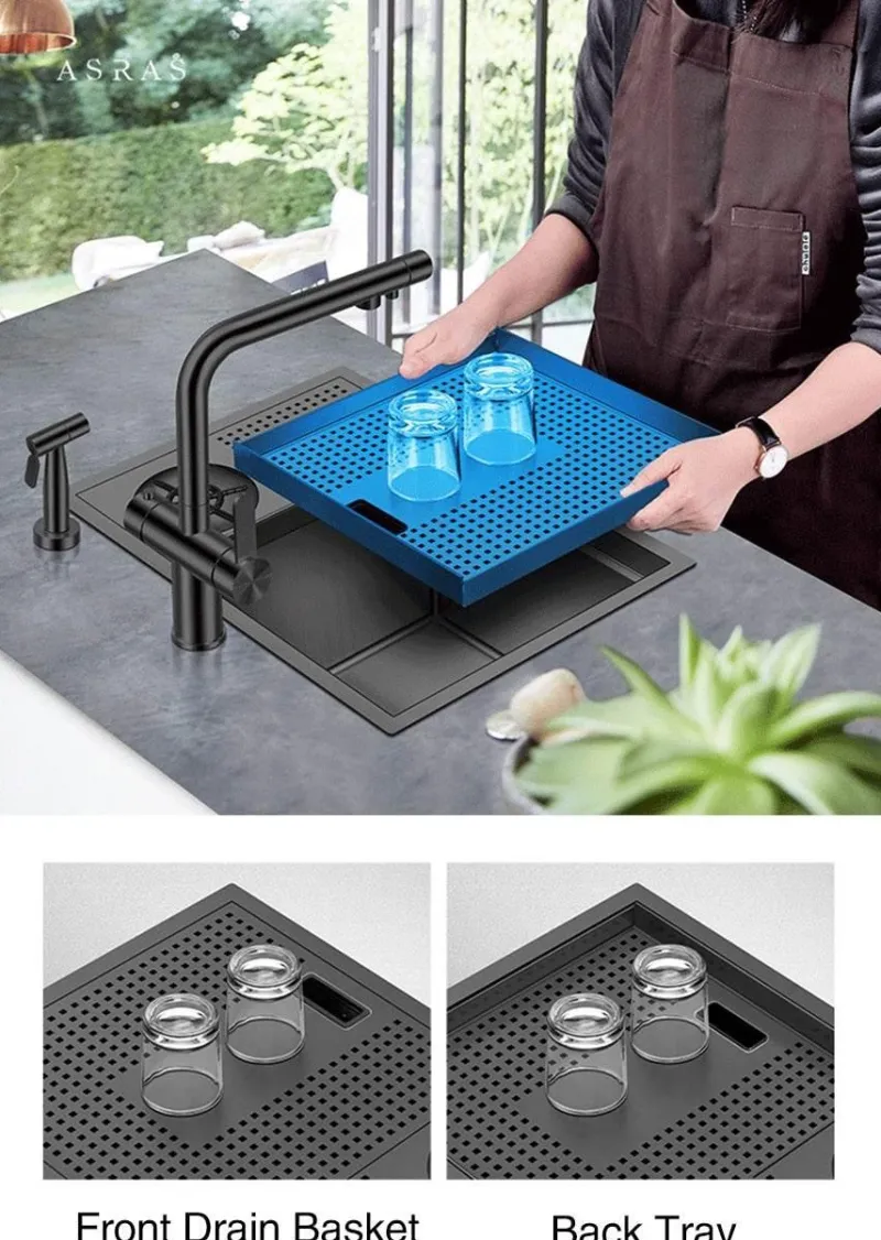 Deco Küche & Esszimmer-Moderne Nano Black Küchenspüle – Elegantes Design