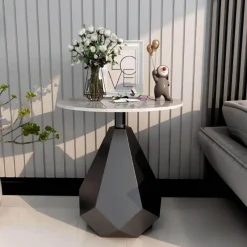 The Lounge Loft Möbel-Moderner Beistelltisch aus Schiefer - Firmin Akzenttisch in Schieferoptik