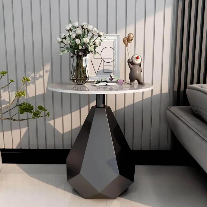 The Lounge Loft Möbel-Moderner Beistelltisch aus Schiefer - Firmin Akzenttisch in Schieferoptik