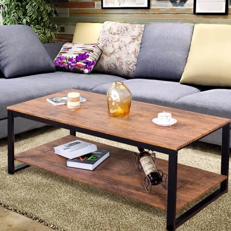 Cozy Living Möbel-Moderner Couchtisch – Elegantes rechteckiges Metallrahmendesign