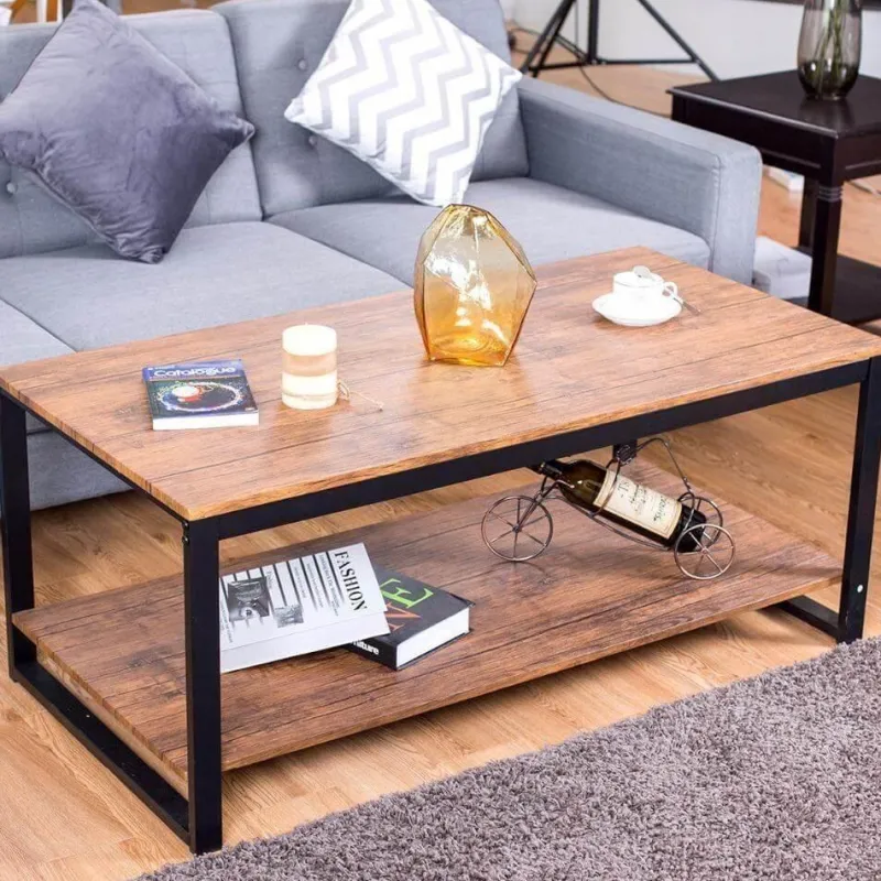 Cozy Living Möbel-Moderner Couchtisch – Elegantes rechteckiges Metallrahmendesign