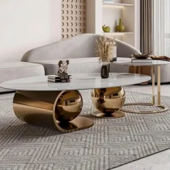 Cozy Living Möbel-Moderner Couchtisch Livia aus Marmor – Elegante Möbel