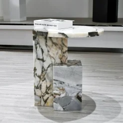 The Lounge Loft Möbel-Moderner Marmor-Beistelltisch – Elegantes Akzentmöbel