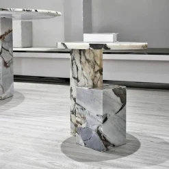 The Lounge Loft Möbel-Moderner Marmor-Beistelltisch – Elegantes Akzentmöbel