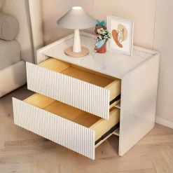 The Lounge Loft Möbel-Moderner Nachttisch aus Schiefer – Stilvoller Nachttisch mit Schieferplatte