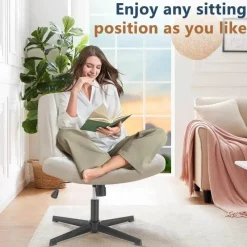 Comfort u0026 Style Möbel-Moderner Schreibtischstuhl ohne Armlehnen – Stilvoller Bürostuhl mit gekreuzten Beinen