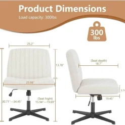 Comfort u0026 Style Möbel-Moderner Schreibtischstuhl ohne Armlehnen – Stilvoller Bürostuhl mit gekreuzten Beinen