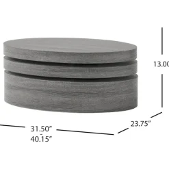 Comfort u0026 Style Möbel-Moderner schwarzer ovaler Couchtisch – elegantes drehbares Design für Zuhause