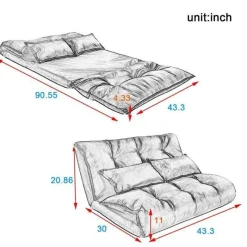 Cozy Living Möbel-Modernes, faltbares Freizeit-Schlafsofa aus PU-Leder mit 2 Kissen