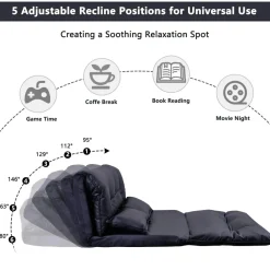 Cozy Living Möbel-Modernes, faltbares Freizeit-Schlafsofa aus PU-Leder mit 2 Kissen