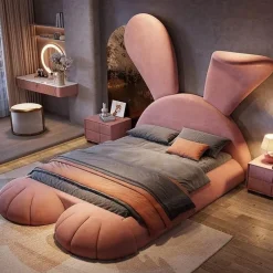 Kinder Cozy Living Kinderzimmermöbel|Möbel-Modernes rosa Kaninchenbett – Stilvolle Haustiermöbel