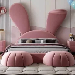 Kinder Cozy Living Kinderzimmermöbel|Möbel-Modernes rosa Kaninchenbett – Stilvolle Haustiermöbel