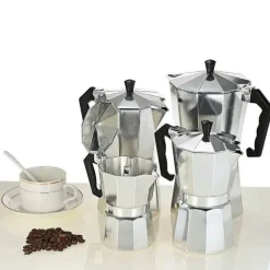 Tom Küche & Esszimmer-Moka Pot Espressomaschine - Aluminium-Perkolator, 50–600 ml Fassungsvermögen, langlebiges Design
