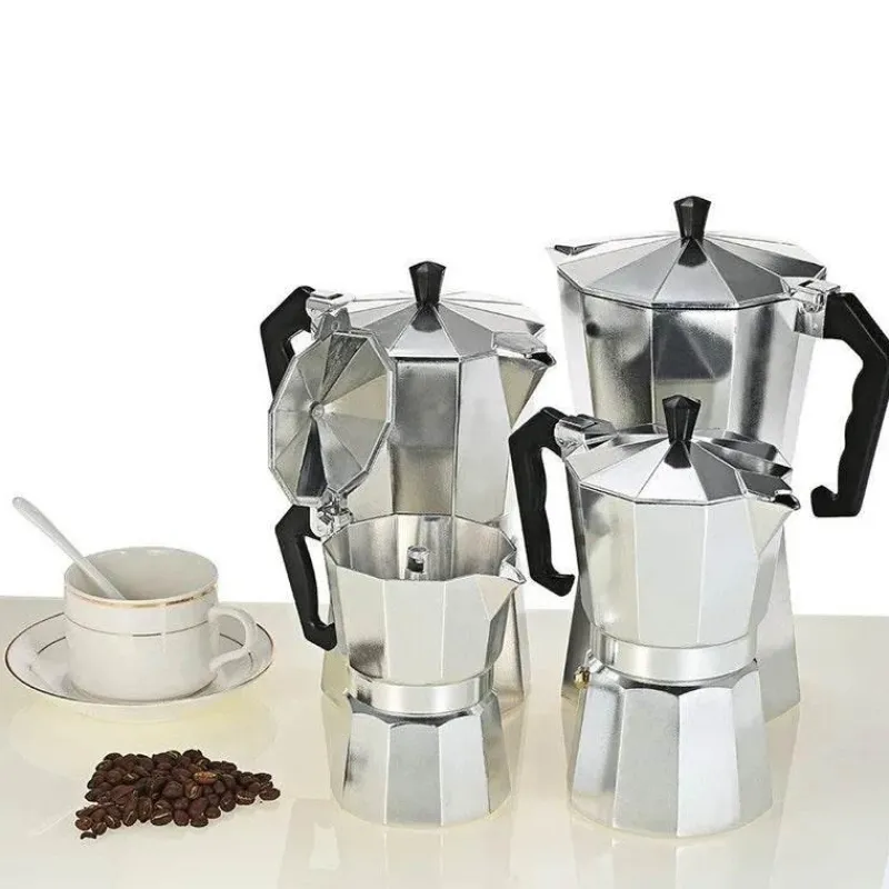 Tom Küche & Esszimmer-Moka Pot Espressomaschine - Aluminium-Perkolator, 50–600 ml Fassungsvermögen, langlebiges Design