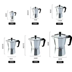 Tom Küche & Esszimmer-Moka Pot Espressomaschine - Aluminium-Perkolator, 50–600 ml Fassungsvermögen, langlebiges Design