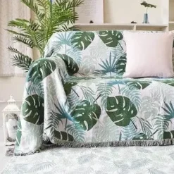 Wrap u0026 Relax Bettzeug-Monstera-Sofadeckenbezug – rutschfeste, dekorative Tagesdecke für den nordischen Stil