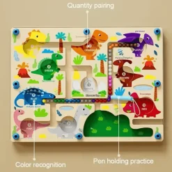 Toy World Babyspielzeug-Montessori Magnetisches Farbsortierlabyrinth – Pädagogisches Perlenspiel aus Holz