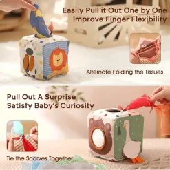 Toy World Babyspielzeug-Montessori-Taschentuchbox-Spielzeug – Sensorisches und pädagogisches Spiel für Babys