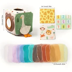 Toy World Babyspielzeug-Montessori-Taschentuchbox-Spielzeug – Sensorisches und pädagogisches Spiel für Babys