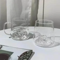 Plates u0026 More Küche & Esszimmer-Mount Fuji Whiskybecher – 380 ml japanische Teetasse aus Glas mit Henkel