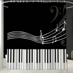 Aqua Essence Badezimmer-Mozart Duschvorhang-Set – Musikalisches Badezimmerdekor