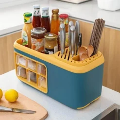 Space Savvy Küche & Esszimmer-Multifunktionaler Aufbewahrungs-Organizer für die Küche – Besteck- und Getreidehalter