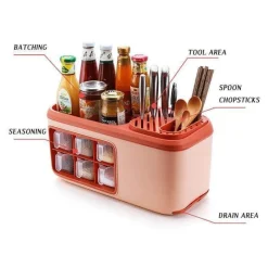 Space Savvy Küche & Esszimmer-Multifunktionaler Aufbewahrungs-Organizer für die Küche – Besteck- und Getreidehalter