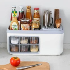 Space Savvy Küche & Esszimmer-Multifunktionaler Aufbewahrungs-Organizer für die Küche – Besteck- und Getreidehalter