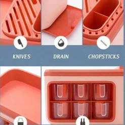 Space Savvy Küche & Esszimmer-Multifunktionaler Aufbewahrungs-Organizer für die Küche – Besteck- und Getreidehalter