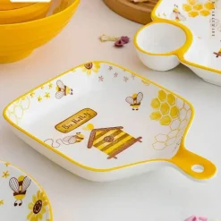 Tom Küche & Esszimmer-Multifunktionales Keramik-Backblech mit Griff - Little Bee Snack-Dessertteller