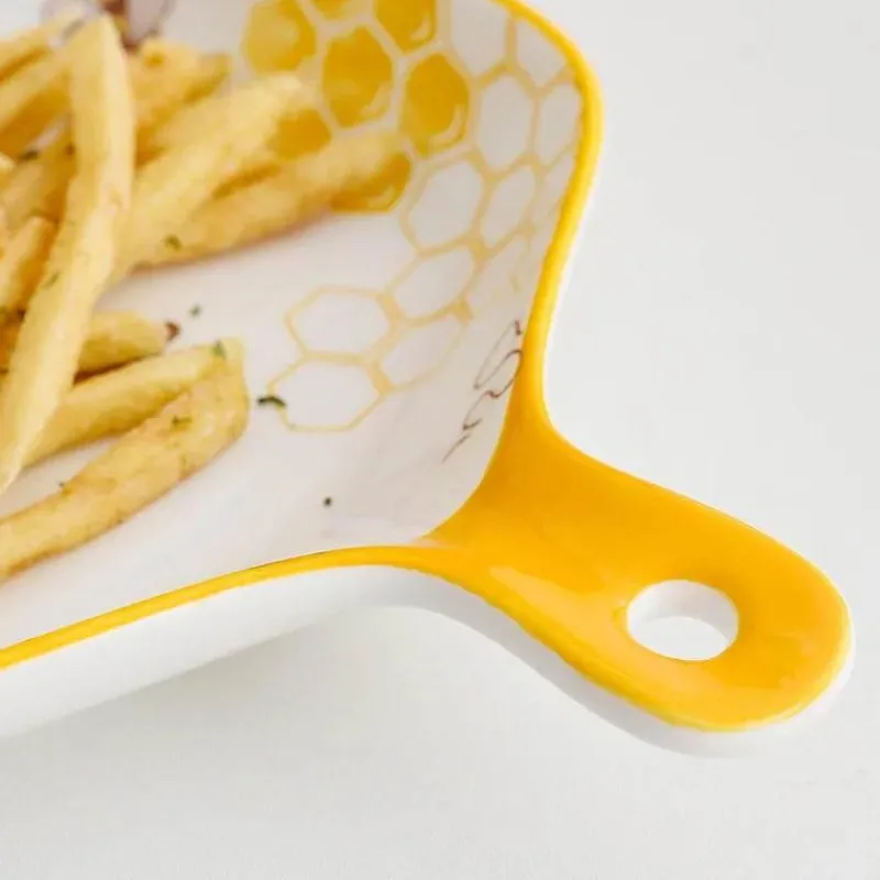 Tom Küche & Esszimmer-Multifunktionales Keramik-Backblech mit Griff - Little Bee Snack-Dessertteller