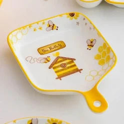 Tom Küche & Esszimmer-Multifunktionales Keramik-Backblech mit Griff - Little Bee Snack-Dessertteller