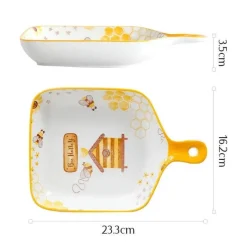 Tom Küche & Esszimmer-Multifunktionales Keramik-Backblech mit Griff - Little Bee Snack-Dessertteller