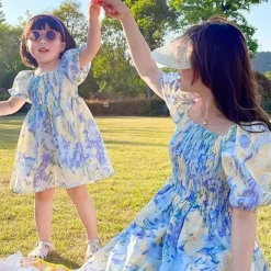 Damen Everly u0026 Lace Damenbekleidung-Mutter-Tochter-Kleid-Set aus Chiffon mit Blumenmuster – passende Sommer-Outfits