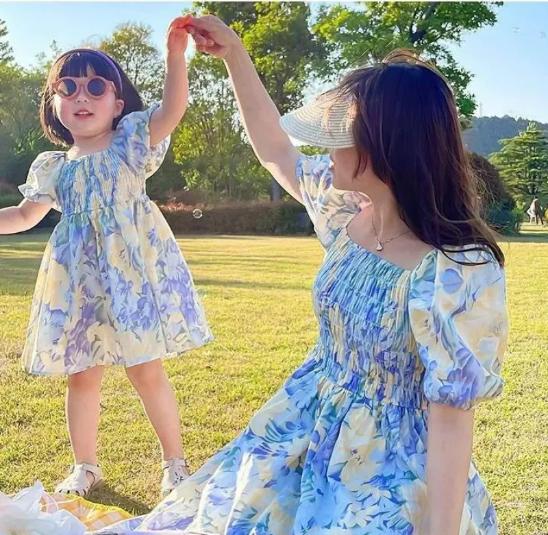 Damen Everly u0026 Lace Damenbekleidung-Mutter-Tochter-Kleid-Set aus Chiffon mit Blumenmuster – passende Sommer-Outfits