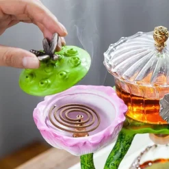 The Decor Haven Küche & Esszimmer-Mystic Lotus Räucher-Teekanne – Aromatisches Duftdekor für Zuhause