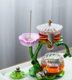 The Decor Haven Küche & Esszimmer-Mystic Lotus Räucher-Teekanne – Aromatisches Duftdekor für Zuhause