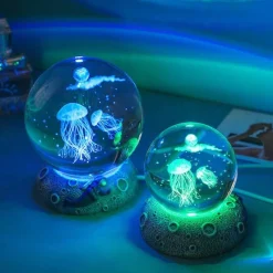 Bright Accents Beleuchtung-Nachtlicht mit Kristallkugel zum Thema Ozean - Dekorative Lampe der Unterwasserwelt