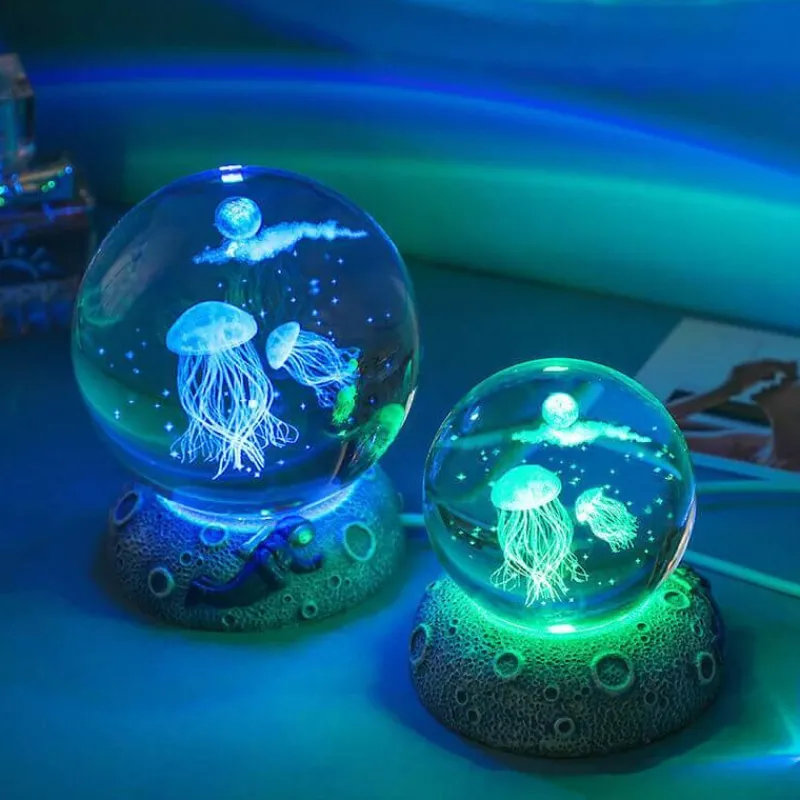 Bright Accents Beleuchtung-Nachtlicht mit Kristallkugel zum Thema Ozean - Dekorative Lampe der Unterwasserwelt