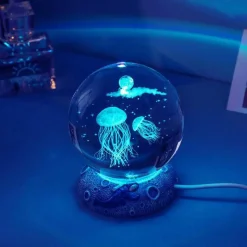 Bright Accents Beleuchtung-Nachtlicht mit Kristallkugel zum Thema Ozean - Dekorative Lampe der Unterwasserwelt